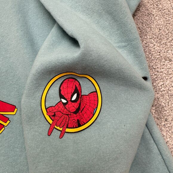Marvel The Amazing Spider Man Graphic Pullover Sweatshirt Mens XL Teal Crew Neck - Picture 9 of 16
